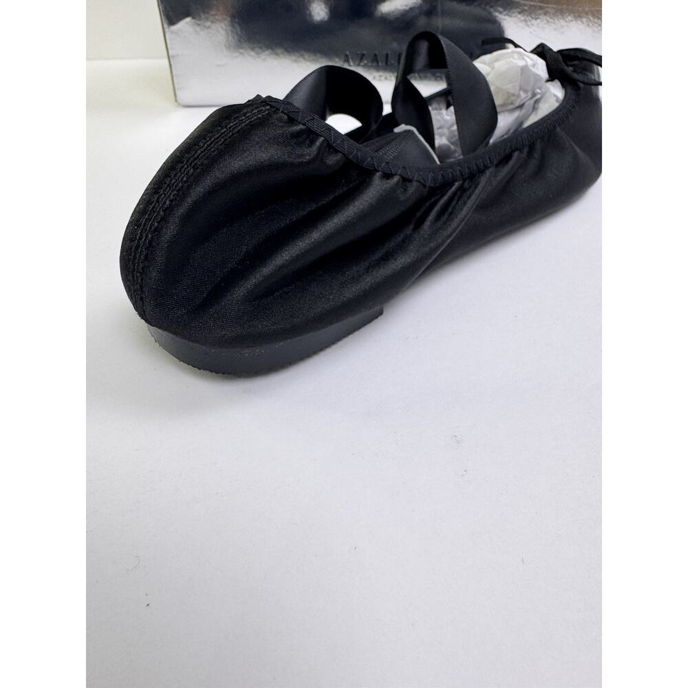 Azalea Wang Black Satin Ballet Flats Ballerina Slippers Bow Women’s Size 10 NIB - Picture 3 of 9